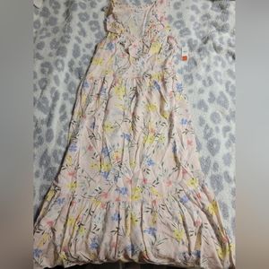 Old Navy pink flora midi dress